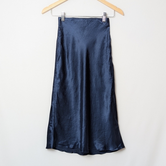 BABATON Satin Slip Midi Skirt Blue 00 Aritzia - Picture 11 of 16